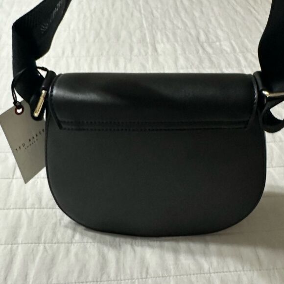 Additional pic Ted B Black Darcell Front Flap Wide Strap Leather Crossbody - Picture 2 of 7